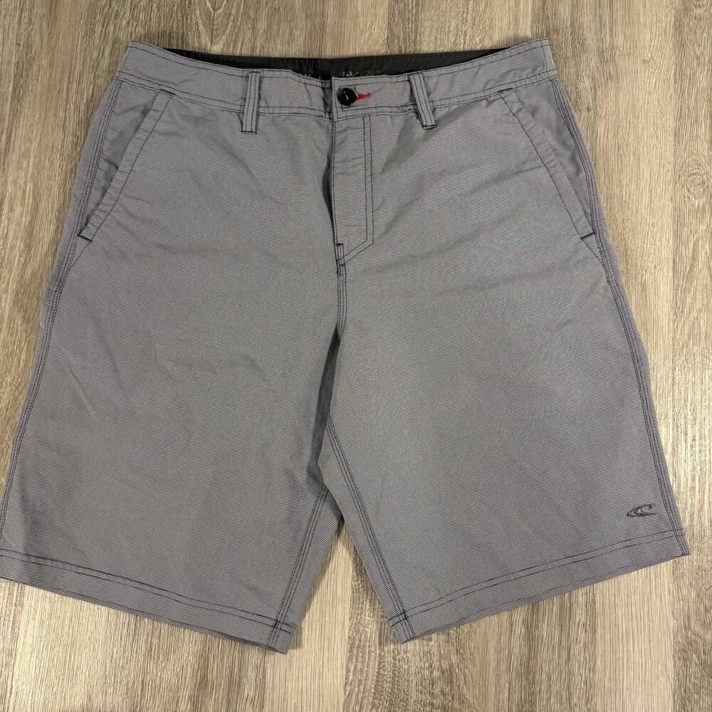 O'Neill Men's Hybrid Shorts Grey Blue Textured Performance Boardshorts 34